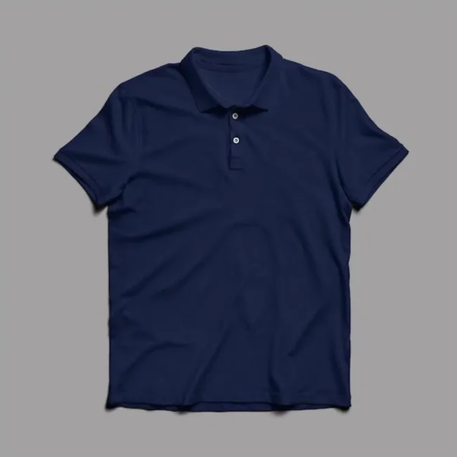 Stylish navy blue collar t-shirt with a refined, casual design.