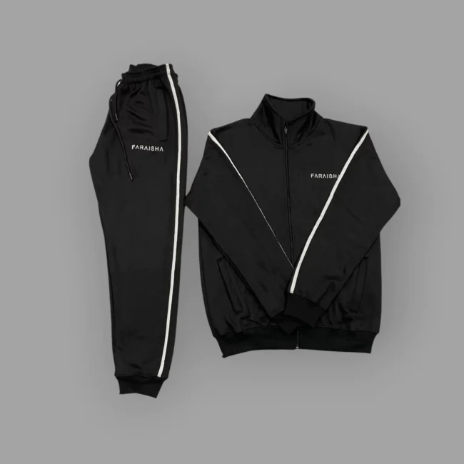 Cotton Fleece Black Tracksuit - Image 2